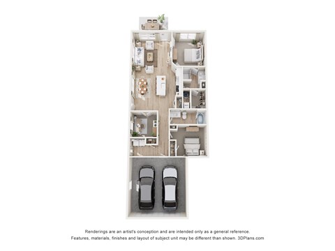 Floor plan for 2 beds, 2 baths, 1328 sqft